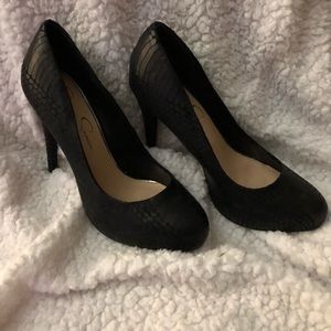 Black python heels